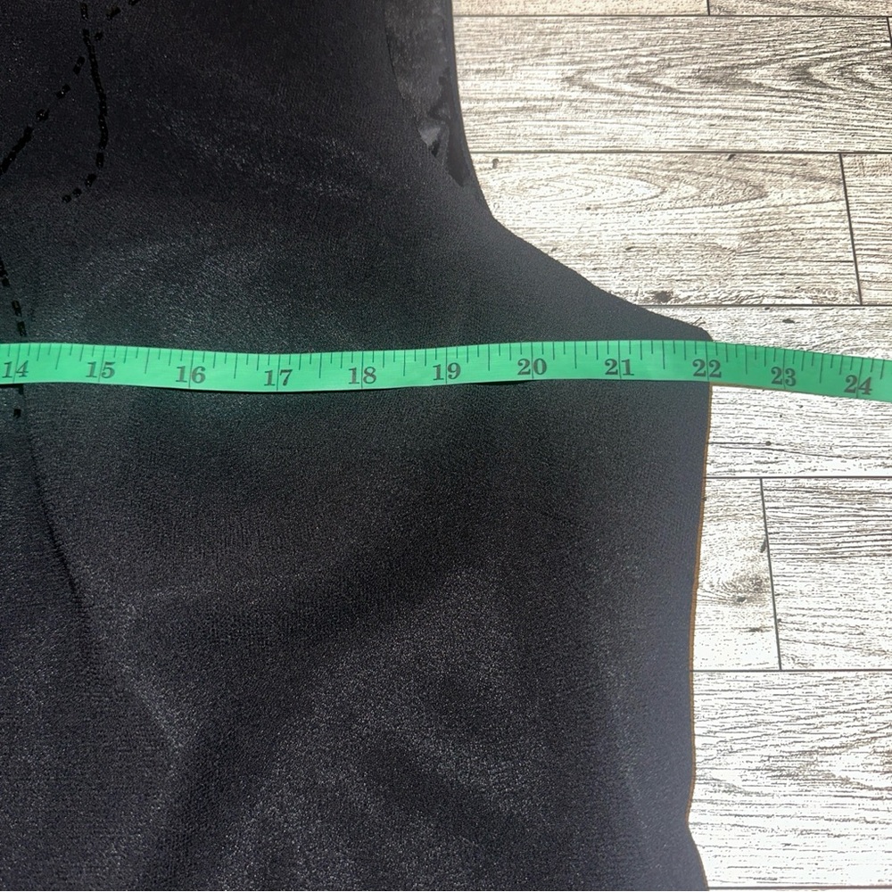 Adrianna Papell 1X Top Black Sleeveless Beaded Round Neck Lined Blouse Chiffon - Picture 8 of 9